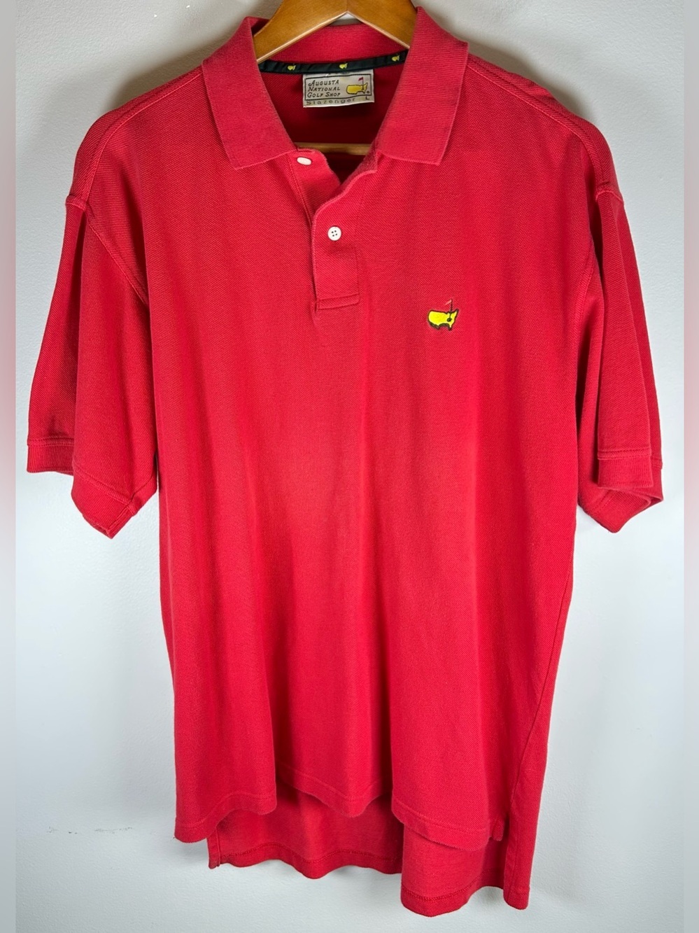 Slazenger Masters Collection Mens Polo Shirt Size L Red Short Sleeve Golf Cotton